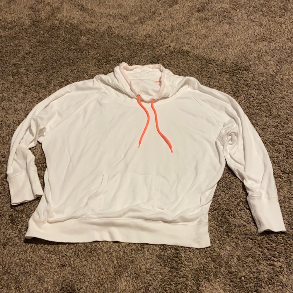 Xersion size L cowl neck white sweatshirt